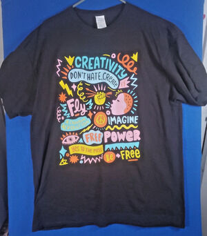 Vintage 90s Creativity Don't Hate Create Shirt Black Graphic Mens Size XL